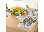 Abakuhaus Tovagliette Con Piume, Tipi Vaned E Natal Contour Piume Di Uccelli In Volo E Stampa Con Elementi Di Pelle Animale, Tiscjdeco In Tessuto Resistente Al Lavaggio Per La Sala Da Pranzo E La Cucina, Marrone Verde Acqua