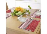 Tovagliette Natalizie Abakuhaus, Classico Motivo Natalizio Con Forme Geometriche E Fiocchi Di Neve, Decorazioni Da Tavola In Tessuto Resistente Al Lavaggio Per La Sala Da Pranzo E La Cucina, Bianco E Rosso.
