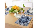 Abakuhaus Tovagliette Psichedeliche, Motivo Microcosmo Creato Con Effetto Ruvido Digitale Ad Alto Volume, Tovaglietta Decorativa In Tessuto Resistente Al Lavaggio Per La Sala Da Pranzo E La Cucina, Blu Reale E Bianco