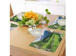 Tovagliette Abakuhaus Berg, Paesaggio Alpino Con Casette Nei Prati E Pini, Stampa Con Veduta Del Villaggio, Tiscjdeco In Tessuto Resistente Ai Colori Per La Sala Da Pranzo E La Cucina, Bianco Verde