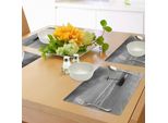 Abakuhaus Tovagliette Con Motivo Relitto Di Nave, Piccola Barca Naufragata Sul Mare, Neve, Nuvole, Giornata Ventosa, Onde, Tiscjdeco In Tessuto Resistente Al Colore Per Sala Da Pranzo E Cucina, Bianco E Nero