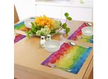 Abakuhaus Tovagliette Colorate, Forme Geometriche Astratte Poligonali A Diamante Con Grafica A Triangoli Speculari, Tiscjdeco In Tessuto Resistente Al Lavaggio Per La Sala Da Pranzo E La Cucina, Multicolore