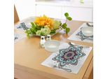 Tovagliette Abakuhaus Mandala, Motivo Boho Lotus Flower Stilizzato Microcosm, Tema Spirituale Retrò Unico, Tiscjdeco In Tessuto Resistente Al Lavaggio Per La Sala Da Pranzo E La Cucina, Viola Marrone Verde Acqua