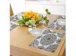 Tovagliette Abakuhaus Mandala, Elaborato Motivo Mandala Con Forme Simmetriche E Piastrelle Arabesque Persian Image, Tiscjdeco In Tessuto Resistente Al Lavaggio Per La Sala Da Pranzo E La Cucina, Nero