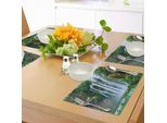 Tovagliette Abakuhaus Cascata, Enorme Paesaggio Con Cascata Circondato Da Verdi Installazioni Botaniche Nature Artwork, Tiscjdeco In Tessuto Resistente Al Colore Per La Sala Da Pranzo E La Cucina, Bianco E Verde