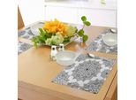 Tovagliette Abakuhaus Mandala, Motivo Mandala Segreto Per Il Corpo E La Mente Con Disegno A Mosaico Mediorientale, Visione Del Mondo Attiva, Tiscjdeco In Tessuto Resistente Al Lavaggio Per La Sala Da Pranzo E La Cucina, Nero