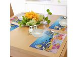 Tovagliette Abakuhaus Con Motivi Ittici, Vita Acquatica Con Diversi Tipi Di Pesci, Barriere Coralline E Spugne, Tema Nursery Per Bambini, Tiscjdeco In Tessuto Resistente Al Lavaggio Per Sala Da Pranzo E Cucina, Multicolore