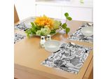Tovagliette Abakuhaus Messicane, Giorno Dei Morti, Tema Ballerini, Icona Scheletro Uomo E Donna, Design Musicale, Tiscjdeco In Tessuto Resistente Ai Colori, Per Sala Da Pranzo E Cucina, Bianco E Nero