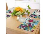 Abakuhaus Tovagliette Moderne, Forme Geometriche Vintage E Forme Circolari Come Pianeti Spaziali, Stampa Artistica, Tiscjdeco In Tessuto Resistente Al Colore Per La Sala Da Pranzo E La Cucina, Multicolore