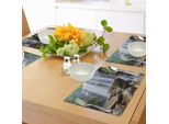 Tovagliette Abakuhaus Con Cascata, Cascate Circondate Da Rocce E Piante Tropicali Esotiche, Arte Naturale, Tiscjdeco In Tessuto Resistente Al Colore Per La Sala Da Pranzo E La Cucina, Verde, Marrone E Bianco