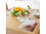 Abakuhaus Tovagliette Moderne, Fiori Psichedelici Con Foglie Sfocate Ed Effetti Dinamici Espressionista, Tiscjdeco In Tessuto Resistente Ai Colori Per La Sala Da Pranzo E La Cucina, Viola Giallo