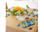 Abakuhaus Tovagliette Colorate, Linee Chiare E Colorate A Strisce Con Elemento Diagonale - Stile Retrò Con Un Tocco Moderno, Tiscjdeco In Tessuto Resistente Al Lavaggio Per La Sala Da Pranzo E La Cucina, Multicolore