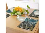 Abakuhaus Tovagliette Frattali, Motivi Arabeschi Vintage Ispirati Al Design Floreale, Stampa Futuristica Tridimensionale, Tiscjdeco In Tessuto Resistente Al Lavaggio Per La Sala Da Pranzo E La Cucina, Multicolore