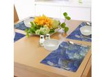 Tovagliette Frattali Abakuhaus, Forme Fantasiose E Sfocate Con Effetti Mistici Plasma Artful, Tiscjdeco In Tessuto Resistente Al Lavaggio Per La Sala Da Pranzo E La Cucina, Giallo Chiaro E Blu