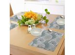 Abakuhaus Tovagliette Grigie, Arabesque Tile Art Mandala Con Tocco Orientale, Stile Orientale, Motivo Tribale Etnico Spirituale, Tiscjdeco In Tessuto Resistente Al Lavaggio Per La Sala Da Pranzo E La Cucina, Blu