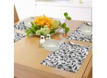 Tovagliette Abakuhaus Grigie, Foglie Astratte Su Viti Copia La Natura Moderna Con La Stampa Dalle Linee Organiche, Tiscjdeco In Tessuto Resistente Al Lavaggio Per La Sala Da Pranzo E La Cucina, Bianco E Grigio