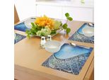 Abakuhaus Tovagliette Astratte, Motivi Psichedelici Intrecciati Con Linee Sinuose Decorate, Stampa Grafica, Tovaglietta Decorativa In Tessuto Resistente Al Lavaggio Per Sala Da Pranzo E Cucina, Nero Blu