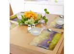 Tovagliette Abakuhaus Con Motivi Floreali, Prato Fiorito Dai Colori Pastello E Sfocatura Sfumata, Design Naturale, Decorazioni Da Tavola In Tessuto Resistente Ai Colori Per La Sala Da Pranzo E La Cucina, Viola E Verde.