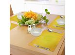 Abakuhaus Tovagliette Gialle, Illustrazione Grafica Con Cerchio Ombreggiato E Punti Gialli, Tiscjdeco In Tessuto Resistente Al Lavaggio Per La Sala Da Pranzo E La Cucina, Giallo E Bianco