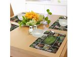 Tovagliette Abakuhaus Spa, Collage Di Candele,Alle Erbe, Tessuto Botanico, Stampa Di Design, Decorazioni Da Tavola In Tessuto Resistente Al Lavaggio Per Sala Da Pranzo E Cucina, Bianco, Marrone E Verde
