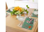 Abakuhaus Tovagliette Vintage, Scooter-Moto-Viaggio Estivo-Città Italiana-Vista-Hipster Enjoy Ride Illustrazione, Tiscjdeco In Tessuto Resistente Ai Colori Per La Sala Da Pranzo E La Cucina, Multicolore