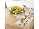 Abakuhaus Tovagliette Messicane, Famose Icone Messicane Sombrero Mustache Rumba Shaker Mesoamerican Print, Tiscjdeco In Tessuto Resistente Ai Colori Per La Sala Da Pranzo E La Cucina, Giallo