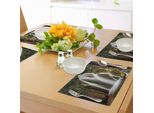 Tovagliette Abakuhaus Cascata, Cascata Epica Sotto Le Scogliere Nel Cuore Della Foresta - Immagine Di Cascate Naturali, Tiscjdeco In Tessuto Resistente Al Colore Per La Sala Da Pranzo E La Cucina, Bianco Verde