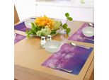 Abakuhaus Tovagliette Con Motivi Floreali, Fiori Di Ciliegio Giapponesi Asiatici Con Dazy Romantic Paint Arte Orientale, Sottobicchieri In Tessuto Lavabile Decorazioni Per La Tavola Con Stampa, Fucsia Viola