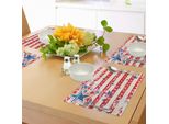 Abakuhaus Tovagliette Con Bandiera Americana, Stelle Nazionali Degli Stati Uniti, Strisce Orizzontali, Orgoglioso Design Grunge, Tiscjdeco In Tessuto Resistente Al Lavaggio Per La Sala Da Pranzo E La Cucina, Rosso Cinabro Blu