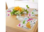 Abakuhaus Tovagliette Colorate, Diverse Dimensioni Motivo Ombrello Con Foglie, Gocce D'acqua, Clima, Sicurezza Design, Tiscjdeco In Tessuto Resistente Al Lavaggio Per La Sala Da Pranzo E La Cucina, Multicolore