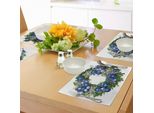 Abakuhaus Tovagliette Natalizie, Ghirlanda Di Capodanno Con Decorazioni E Fiocchi Di Neve Ornamentali, Tema Noel Yuletide, Decorazioni Da Tavola In Tessuto Resistente Ai Colori Per La Sala Da Pranzo E La Cucina, Verde Blu