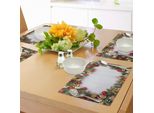 Abakuhaus Tovagliette Natalizie, Ghirlanda Ornamentale Su Rami Sempreverdi Foglie Notte Antico Rituale Immagine, Tessuto Lavabile Sala Da Pranzo Cucina Decorazioni Per La Tavola Stampa Digitale, Rosso Verde