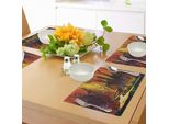 Tovagliette Fantasia Abakuhaus, Enchanted World Imaginary Forest Con Fantastico Paesaggio E Elementi Assurdi, Tiscjdeco In Tessuto Resistente Al Lavaggio Per Sala Da Pranzo E Cucina, Arancione Marrone