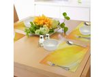 Abakuhaus Tovagliette Gialle, Linee Gialle Che Ricordano La Sabbia Con Elementi Ombreggiati White Digital Reflection, Tiscjdeco In Tessuto Resistente Al Lavaggio Per La Sala Da Pranzo E La Cucina, Giallo E Bianco
