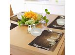 Tovagliette Abakuhaus Spa, Tema Coppie Di San Valentino Invernale, Candele, Fiori E Pietre, Stampa, Decorazioni Da Tavola In Tessuto Resistente Al Lavaggio Per Sala Da Pranzo E Cucina, Bianco, Nero E Marrone