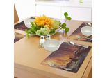 Tovagliette Fantasia Abakuhaus, Gatti Neri Surreali Persi Nell'oscurità Profonda Della Foresta Con Stampa Grafica Mistica, Tiscjdeco In Tessuto Resistente Al Colore Per La Sala Da Pranzo E La Cucina, Arancione Marrone