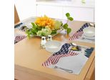 Abakuhaus Tovagliette Con Bandiera Americana, Aquila Americana Con Effetto Grunge 4 Luglio Usa, Immagine Dell'indipendenza Del Paese, Tiscjdeco In Tessuto Resistente Ai Colori Per La Sala Da Pranzo E La Cucina, Multicolore