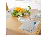 Tovagliette Natalizie Abakuhaus, Paesaggio Invernale Acquerellato Sulla Valle Con Effetto Ombra, Stampa Artigianale, Tiscjdeco In Tessuto Resistente Al Lavaggio Per Sala Da Pranzo E Cucina, Bianco E Blu