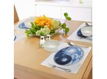 Abakuhaus Tovagliette, Yin Yang Mondo Con Luna E Sole Armonia Dell'universo Stampa Artistica, Tiscjdeco In Tessuto Resistente Al Lavaggio Per Sala Da Pranzo E Cucina, Blu Navy, Azzurro, Bianco