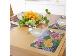 Abakuhaus Tovagliette Colorate, Petali Naturali Florets Vintage Boccioli Romantici Fiori Estivi Design Femminile, Tiscjdeco In Tessuto Resistente Al Lavaggio Per La Sala Da Pranzo E La Cucina, Viola Verde