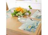 Tovagliette Abakuhaus Con Motivi Floreali, Margherite Su Erba - Madre Terra - Icone Impressionistiche Della Natura - Stampa, Tiscjdeco In Tessuto Resistente Al Lavaggio Per Sala Da Pranzo E Cucina, Azzurro E Bianco