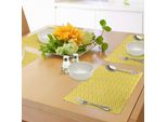 Tovagliette Abakuhaus Gialle, Motivo A Zig Zag Chevron Nei Colori Giallo E Bianco Stampa Artistica Di Ispirazione Moderna, Decorazione Da Tavola In Tessuto Resistente Al Lavaggio Per La Sala Da Pranzo E La Cucina, Giallo E Bianco