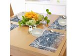 Tovagliette Natalizie Abakuhaus, Motivo Romantico Con Cervo, Poinsettia E Grafica Internazionale A Tema Festivo, Decorazione Da Tavola In Tessuto Resistente Al Lavaggio Per Sala Da Pranzo E Cucina, Bianco E Blu