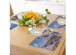Abakuhaus Tovagliette Frattali, Fantastici Motivi Geometrici In Tonalità Digitali Con Design Fantascientifico, Tovagliette In Tessuto Resistente Al Lavaggio Per La Sala Da Pranzo E La Cucina, Blu