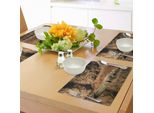 Abakuhaus Africa Tovagliette, Coccodrillo Del Nilo Che Nuota Nel Fiume - Scogliera Rocciosa Tanzania Hunter Geography Print, Tiscjdeco In Tessuto Resistente Ai Colori Per La Sala Da Pranzo E La Cucina, Marrone Chiaro