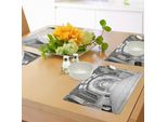Tovagliette Abakuhaus Space, Spacelaunch View Con Hypertech Energy Stellar Extra Solar Nuclear Trip Immagine Stampata, Tiscjdeco In Tessuto Resistente Al Lavaggio Per Sala Da Pranzo E Cucina, Bianco