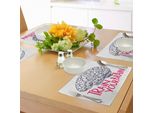 Abakuhaus Tovagliette Vintage, Citazione Positiva Sull'intelligenza Umana, Testa, Teschio, Divertimento, Arte Moderna, Sottobicchieri In Tessuto Lavabile, Decorazione Da Tavola Con Stampa, Blu Scuro E Rosa.
