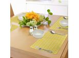 Abakuhaus Tovagliette Gialle, Motivo Geometrico Antico Marocchino A Quattro Foglie Con Sfumature Ombreggiate, Tiscjdeco In Tessuto Resistente Al Lavaggio Per Sala Da Pranzo E Cucina, Giallo E Bianco