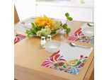 Abakuhaus Tovagliette Colorate, Foglie Paisley Con Elementi Floreali All'interno, Stampa Dal Design Retrò Ispirato Al Carnevale, Tiscjdeco In Tessuto Resistente Al Lavaggio Per La Sala Da Pranzo E La Cucina, Multicolore