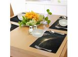 Abakuhaus Tovagliette Galaxis, Vista Dell'alba Sul Pianeta Terra Dallo Spazio Con Stelle Nella Via Lattea, Stampa Artistica, Tiscjdeco In Tessuto Resistente Al Lavaggio Per Sala Da Pranzo E Cucina, Nero